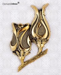 18 cm x 20 cm Ölçü Beyaz Altın Renk Lalegül Tablo Çerçeve