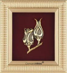 18 cm x 20 cm Ölçü Dore Altın Renk Lalegül Tablo Çerçeve