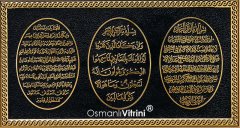 28 cm x 43 cm Altın Sarı Ayetel Kürsi Nazar Bereket Duası Çerçeve Tablo