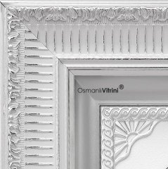 28 cm x 43 cm Beyaz Gümüş Renk Besmeleli Hilalli Osmanlı Tuğrası