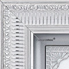 28 cm x 43 cm Taşlı Beyaz Gümüş Renk Lalegül Tablo Çerçeve