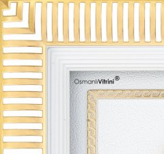29cm x 33cm Beyaz Altın Renk Osmanlı Tuğrası Arması Tablo Çerçeve