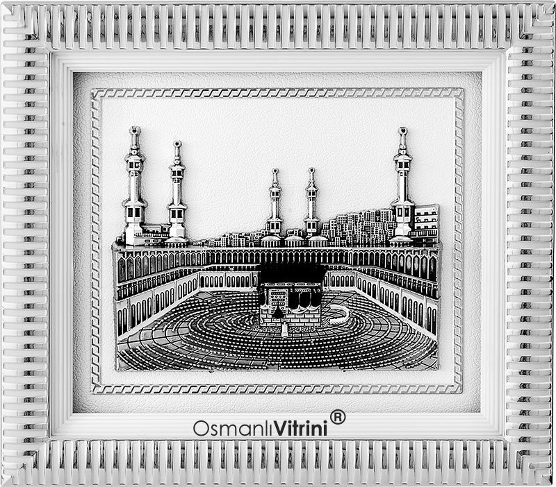 33 cm x 29 cm Beyaz Gümüş Renk Kabartmalı Kabe Tablo Çerçeve