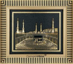33 cm x 29 cm Siyah Altın Renk Kabartmalı Kabe Tablo Çerçeve