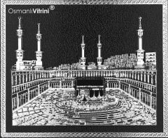 33 cm x 29 cm Siyah Gümüş Renk Kabartmalı Kabe Tablo Çerçeve
