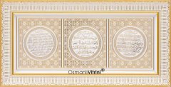 30 cm x 60 cm Beyaz Altın Ayetel Kürsi Nazar Bereket Dua Tablo Çerçeve