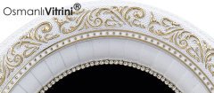 32 cm x 37 cm Beyaz Altın Renk Lalegül Tablo Çerçeve