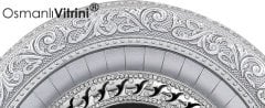 32 cm x 37 cm Gümüş Renk Allah Yazılı Saat Tablo Çerçeve