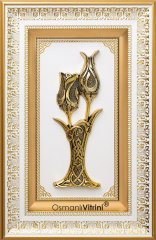 36cm x 56cm Beyaz Altın Renk Lalegül Tablo Çerçeve