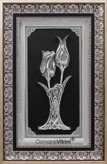 36 cm x 56 cm Siyah Gümüş Renk Lalegül Tablo Çerçeve