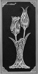 36 cm x 56 cm Siyah Gümüş Renk Lalegül Tablo Çerçeve