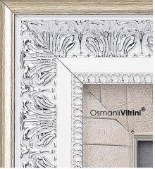 50 cm x 52 cm Beyaz Gümüş Renk Kabartmalı Kabe Tablo Çerçeve