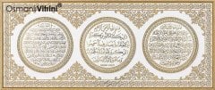 50 cm x 90 cm Beyaz Altın Ayetel Kürsi Nazar Bereket Dua Tablo Çerçeve