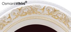 52 cm x 60 cm Beyaz Altın Renk Osmanlı Tuğrası Arması Tablo Çerçeve
