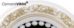 52 cm x 60 cm Taşlı Beyaz Altın Renk Lalegül Tablo Çerçeve
