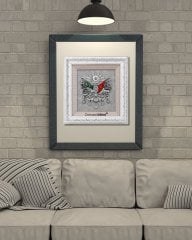60 cm x 65 cm Beyaz Gümüş Renk Osmanlı Tuğrası Arması Tablo Çerçeve