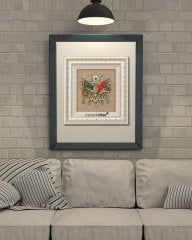 60 cm x 65 cm Beyaz Altın Renk Osmanlı Tuğrası Arması Tablo Çerçeve