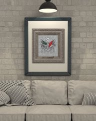 60 cm x 65 cm Gümüş Renk Osmanlı Tuğrası Arması Tablo Çerçeve