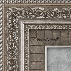 60 cm x 65 cm Gümüş Renk Osmanlı Tuğrası Arması Tablo Çerçeve