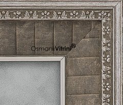 60 cm x 65 cm Gümüş Renk Osmanlı Tuğrası Arması Tablo Çerçeve