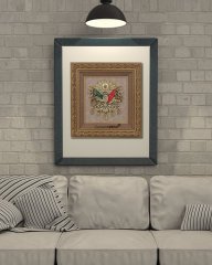 60 cm x 65 cm Altın Renk Osmanlı Tuğrası Arması Tablo Çerçeve