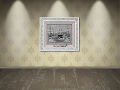 60 cm x 70 cm Beyaz Gümüş Renk Kabartmalı Kabe Tablo Çerçeve