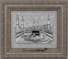 60 cm x 70 cm Gümüş Renk Kabartmalı Kabe Tablo Çerçeve