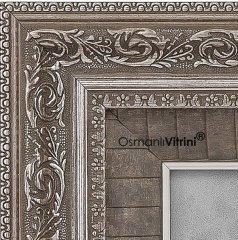 60 cm x 70 cm Gümüş Renk Kabartmalı Kabe Tablo Çerçeve