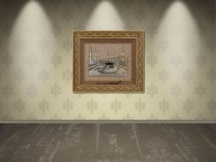 60 cm x 70 cm Altın Renk Kabartmalı Kabe Tablo Çerçeve