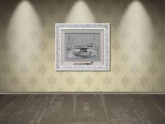 60 cm x 70 cm Taşlı Beyaz Gümüş Renk Kabartmalı Kabe Tablo Çerçeve