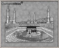 60 cm x 70 cm Taşlı Beyaz Gümüş Renk Kabartmalı Kabe Tablo Çerçeve