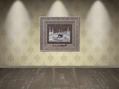 60 cm x 70 cm Taşlı Gümüş Renk Kabartmalı Kabe Tablo Çerçeve