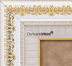 60 cm x 75 cm Taşlı Beyaz Altın Allah ve Hz.Muhammed Tablo Çerçeve