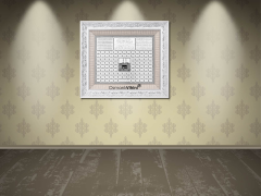 66 cm x 76 cm Beyaz Gümüş Renk Besmele Fatiha Ayetel Kürsi Esmaül Hüsna Kabe Tablo Çerçeve