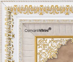 68 cm x 75 cm Tam Taşlı Beyaz Altın Renk Hz.Muhammed Tablo Çerçeve