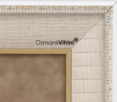 70 cm x 75 cm Beyaz Altın Renk Osmanlı Tuğrası Arması Tablo Çerçeve