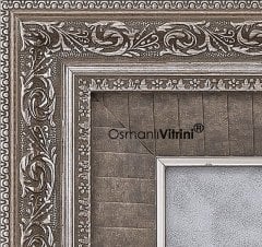 70 cm x 75 cm Gümüş Renk Osmanlı Tuğrası Arması Tablo Çerçeve