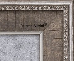 70 cm x 75 cm Gümüş Renk Osmanlı Tuğrası Arması Tablo Çerçeve