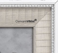 70 cm x 75 cm Beyaz Gümüş Renk Osmanlı Tuğrası Arması Tablo Çerçeve