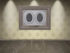 71 cm x 94 cm Gümüş Renk Ayetel Kürsi Esmaül Hüsna Tablo Çerçeve