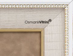 75 cm x 80 cm Beyaz Altın Renk Osmanlı Tuğrası Arması Tablo Çerçeve