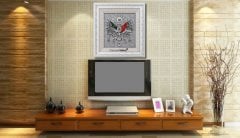 75 cm x 80 cm Beyaz Gümüş Renk Osmanlı Tuğrası Arması Tablo Çerçeve