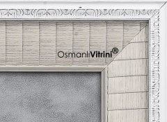 75 cm x 80 cm Beyaz Gümüş Renk Osmanlı Tuğrası Arması Tablo Çerçeve