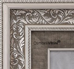75 cm x 80 cm Gümüş Renk Osmanlı Tuğrası Arması Tablo Çerçeve
