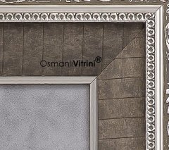 75 cm x 80 cm Gümüş Renk Osmanlı Tuğrası Arması Tablo Çerçeve
