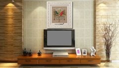 75 cm x 80 cm Taşlı Beyaz Altın Osmanlı Tuğrası Arması Tablo Çerçeve
