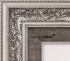 75 cm x 80 cm Taşlı Gümüş Renk Osmanlı Tuğrası Arması Tablo Çerçeve