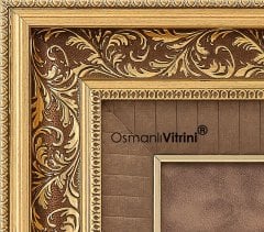 75 cm x 80 cm Taşlı Altın Renk Osmanlı Tuğrası Arması Tablo Çerçeve