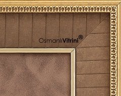 75 cm x 80 cm Taşlı Altın Renk Osmanlı Tuğrası Arması Tablo Çerçeve