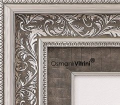 60 cm x 65 cm Taşlı Gümüş Renk Osmanlı Tuğrası Arması Tablo Çerçeve